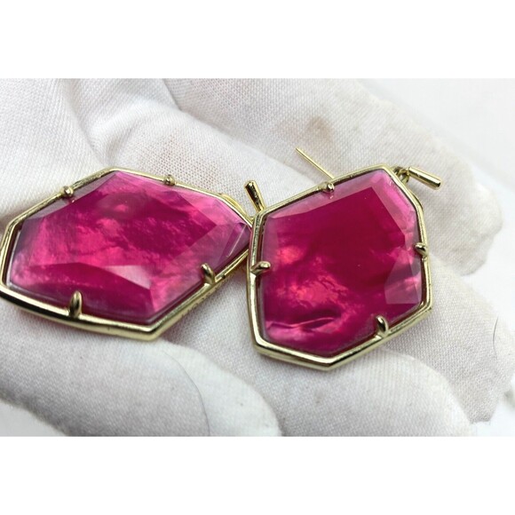 Kendra Scott Gold Dunn Drop Berry Illusion Earrings Red - Picture 3 of 13